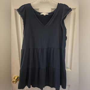 LOFT navy blue ruffle dress